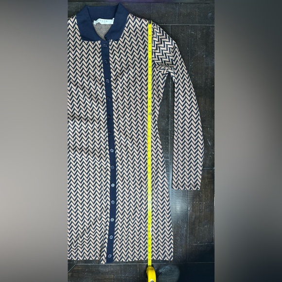 ASTR Kambrie Collared Chevron Mini Dress - Navy Pink - Size Small - Picture 12 of 13